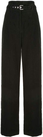 belted high-waisted trousers