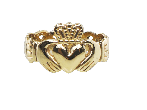 Vintage 9k Gold Claddagh Ring Hallmarked Irish Solid Gold Ring Men's Irish Wedding Ring Claddagh Wedding Band Celtic Knot Ring Large Size 10