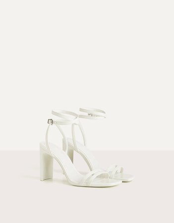 High-heel strappy sandals with double ankle strap - New - Bershka United States
