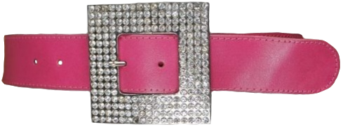 hot pink belt with square rhinestone buckle