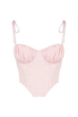 Clothing : Tops : 'Willow' Baby Pink Chiffon Gathered Bust Cropped Corset