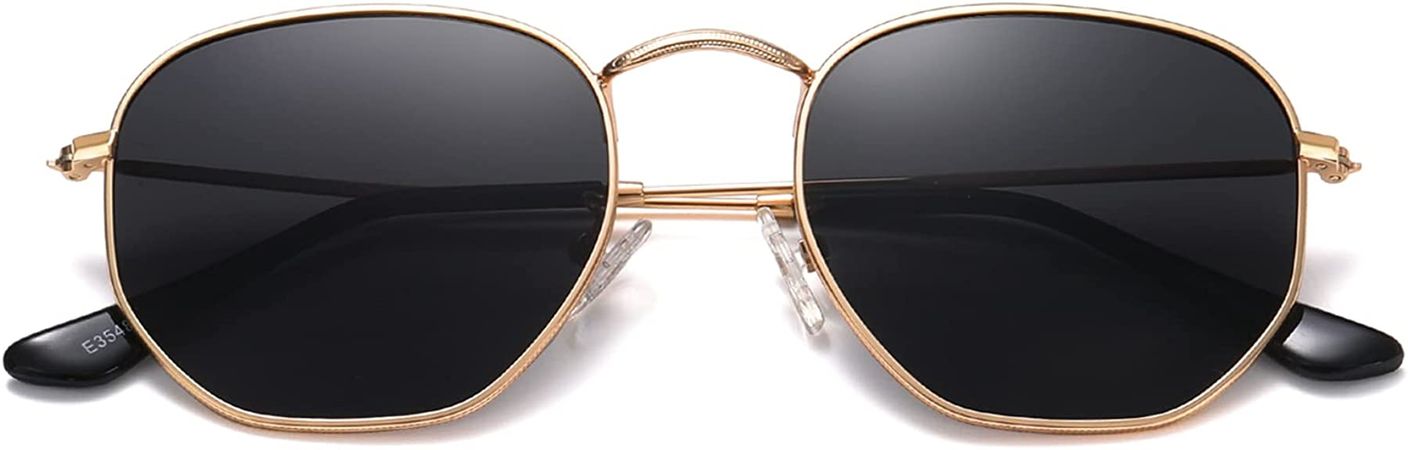 Amazon.com: MEETSUN Polarized Hexagon Sunglasses for Women Men Polygon Small Square Sun Glasses UV400 Protection Metal Frame Gold Frame-Gray Lens : Clothing, Shoes & Jewelry