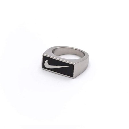 Swoosh Block Ring Silver/Black – True Vintage