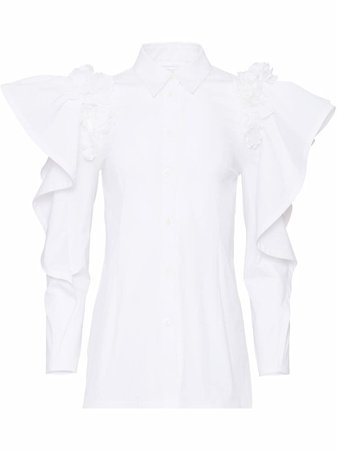 Shop Carolina Herrera ruffle-sleeve blouse with Express Delivery - FARFETCH