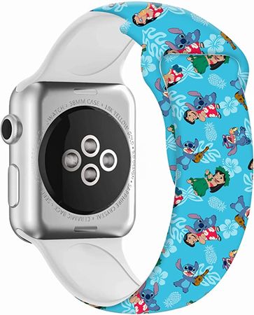 Amazon.com: Cute Watch Band Compatible with Apple Watch Band 38mm 40mm 41mm 42mm 44mm 45mm, Soft Silicone Replacement Sport Strap Compatible for iWatch SE Series 7/6/5/4/3/2/1 (42mm/44mm/45mm M/L, girl Li-lo) : Cell Phones & Accessories