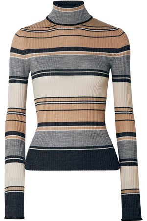 Acne Studios | Ribbed striped merino wool turtleneck sweater | NET-A-PORTER.COM