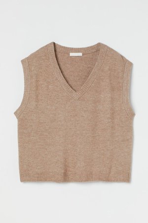 V-neck Sweater Vest - Beige melange - Ladies | H&M US