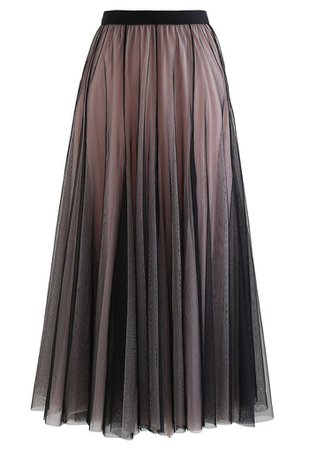 Mixture Color Panelled Tulle Maxi Skirt