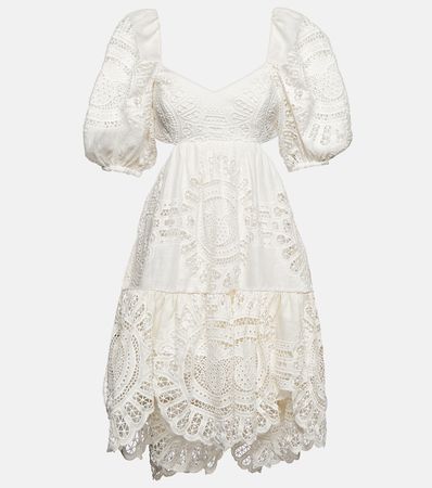 Vacay Cutout Cotton Lace Minidress in White - Zimmermann | Mytheresa