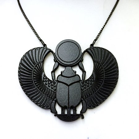 Giant black Egyptian Scarab beetle necklace Depop