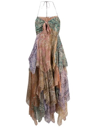 Zimmermann multi-panel handkerchief-hem silk dress