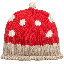 Merry Berries - Red Cotton Knitted Toadstool Hat | Childrensalon