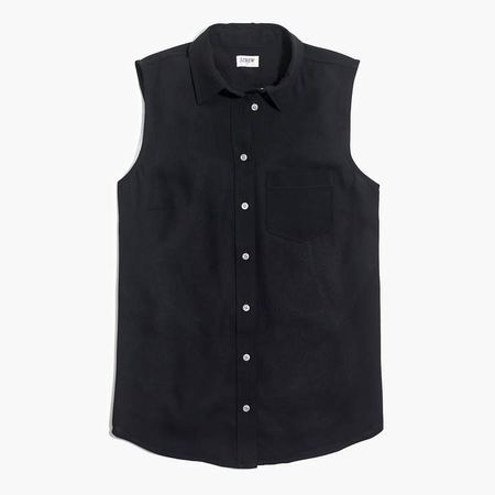 Silky sleeveless button-up shirt