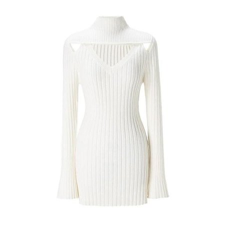 white wool knit dress