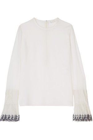 Chloé | Embroidered silk crepe de chine blouse | NET-A-PORTER.COM