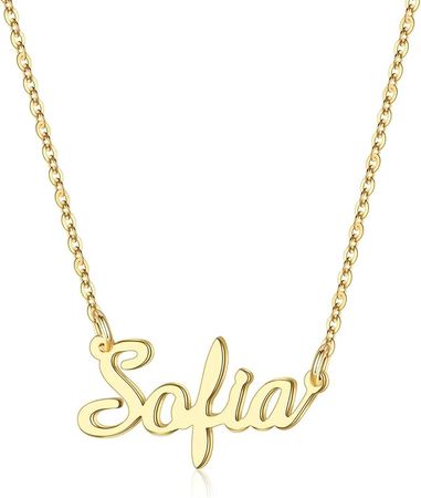sofia name gold necklace