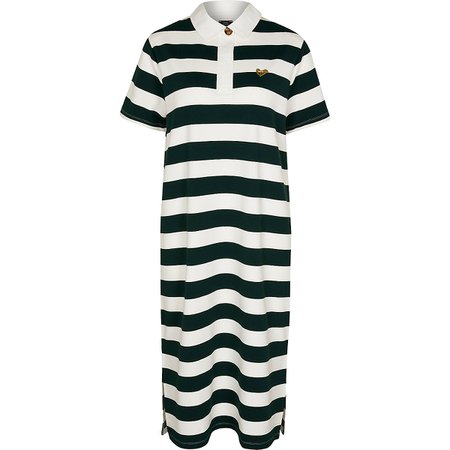 Green rugby style polo midi dress | River Island