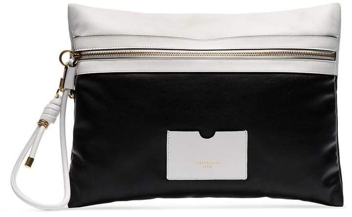 Black and White Tag XL leather clutch bag