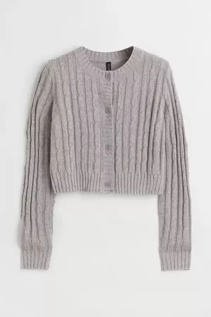 Cable-knit Cardigan - Light gray melange - Ladies | H&M CA