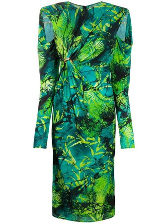 Versace Jungle Print Ruched Midi Dress - Farfetch