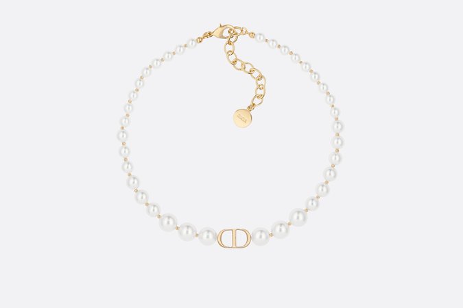 White Resin Bead 30 Montaigne Gold Finish Metal Choker - Fashion Jewelry - Women's Fashion | DIOR