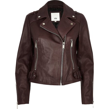 Dark purple leather biker jacket - Jackets - Coats & Jackets - women