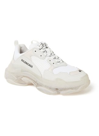 Balenciaga Triple S Sneaker mit Lederdetails • Weiß • de Bijenkorf