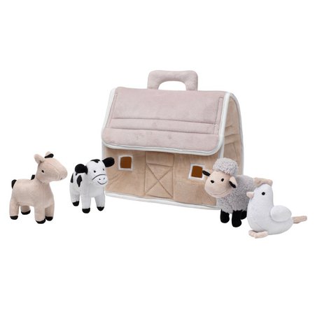 Lambs & Ivy Baby Farm Plush Barn with 4 Stuffed Animals Toy - Taupe/Gray/White - Walmart.com