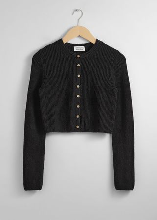 Cropped Rib-Knit Cardigan - Black - Cardigans - & Other Stories US