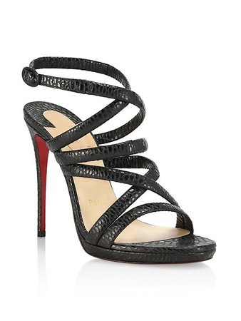 Christian Louboutin Cleissimo Snake-Embossed Leather Sandals | SaksFifthAvenue