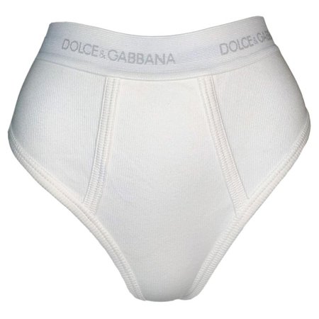 NWT 1990's Dolce and Gabbana White Logo Monogram High Waist Pin-Up Panty Lingerie For Sale at 1stdibs