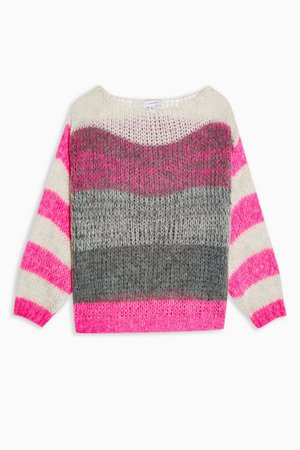 Pink Multi Stripe Knitted Sweater | Topshop