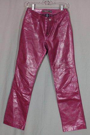 GAP MAGENTA 5 POCKET BOOT CUT LEATHER PANTS WORN IN "MOD SQUAD"- 4