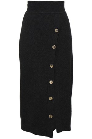 Charcoal Button-embellished wool midi pencil skirt | Sale up to 70% off | THE OUTNET | GOEN.J | THE OUTNET
