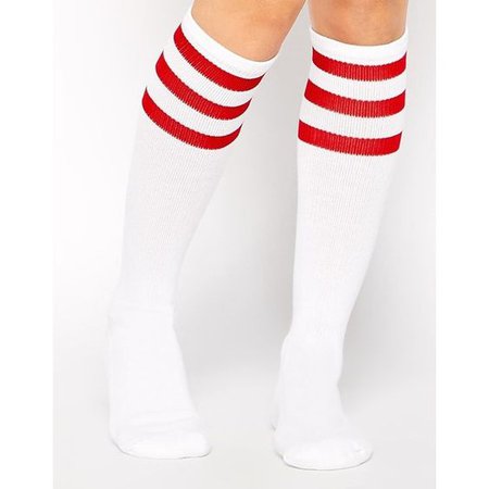 white red striped socks