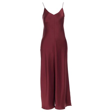 *clipped by @luci-her* THE ROW burgundy rich red 100% heavy silk V-neck minimalist slip dress US0 XS For Sale at 1stDibs