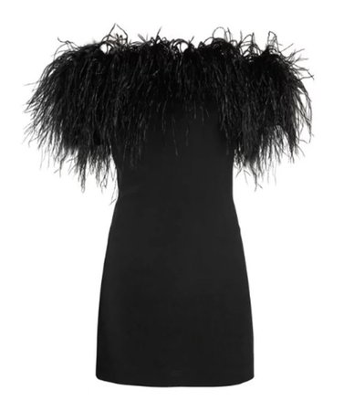 black feather mini dress