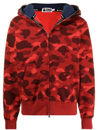 Shop A BATHING APE® camouflage-print zip-up hoodie with Express Delivery - FARFETCH