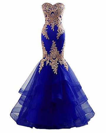 Changuan Elegant Mermaid Evening Formal Dresses Long Lace Appliques Backless Prom Party Gown for Women Royal Blue-10 | Pricepulse