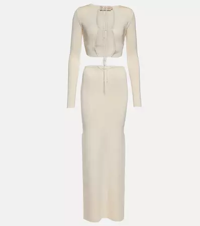 Ribbed Knit Cutout Maxi Dress in White - Aya Muse | Mytheresa