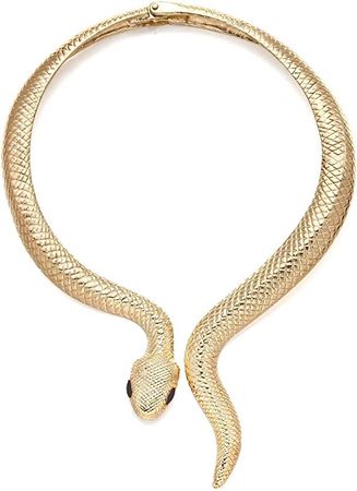 Amazon.com: Wellotus Women's Curved Alloy Cuff Snake Choker Necklace Costume Statement Snake Shape Collar Necklace Hip Hop Crystal Cocktail Snake Jewelry (Gold Necklace): Clothing, Shoes & Jewelry