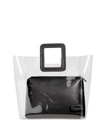 Staud Shirley Clear PVC and Leather Tote Bag