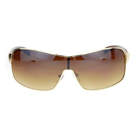 Amazon.com: Mens Italian Designer Fashion Rimless Shield Sport Pilot Sunglasses Gold Brown (gold brown): Gateway
