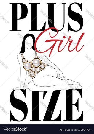 Plus size girl hand drawn fat Royalty Free Vector Image