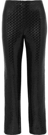 Sequined Chiffon Wide-leg Pants - Black