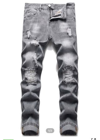 Mens Zipper Fly Ripped Jeans