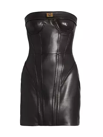 Shop Balmain Leather Bustier Minidress | Saks Fifth Avenue
