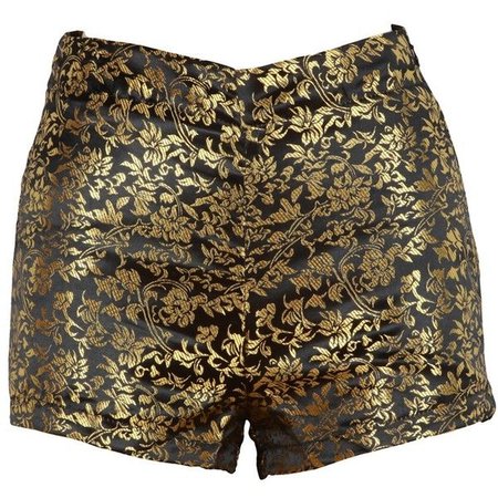 Gold Baroque Print Black High Waist Shorts ($7.21)