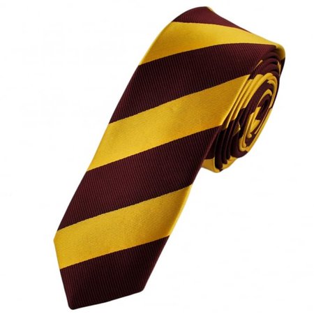 Burgundy & Gold Striped Men's Skinny Tie from Ties Planet UK