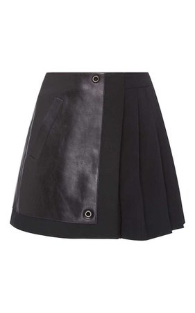 Versace Leather Detailed Pleated Mini Skirt